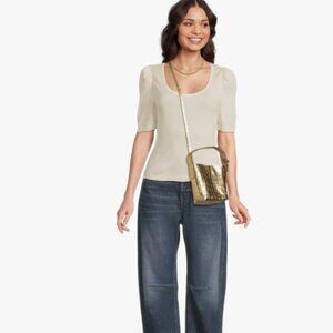 Madewell Essentials Micro Bucket Metallic Croc